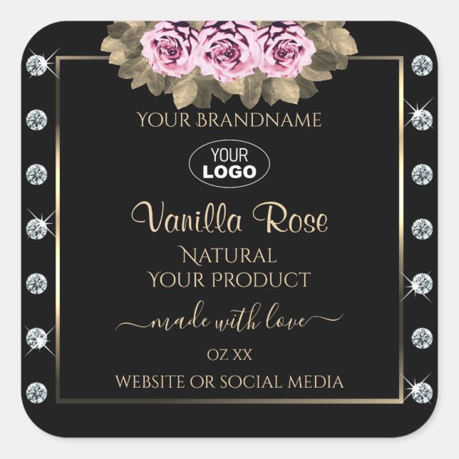 Logo Diamants Rose Étiquette pour emballage de pro (Devant)