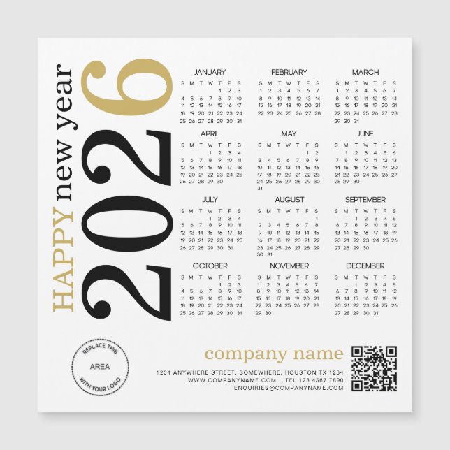 Logo du calendrier 2026 Code QR Bonne année (Devant)