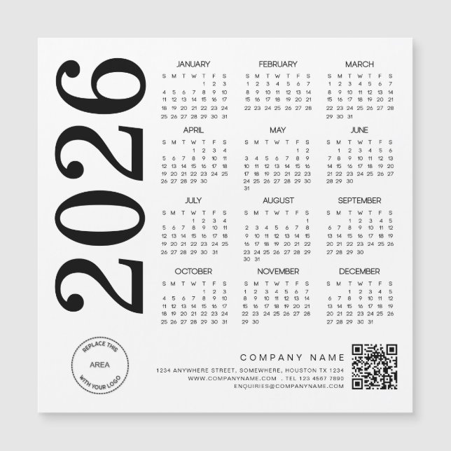 Logo du calendrier 2026 QR Code noir et blanc Entr (Devant)