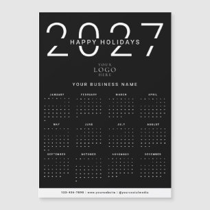 Logo du calendrier 2027 noir Aimant de vacances d'
