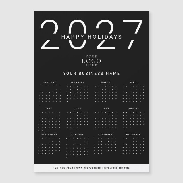 Logo du calendrier 2027 noir Aimant de vacances d' (Devant)