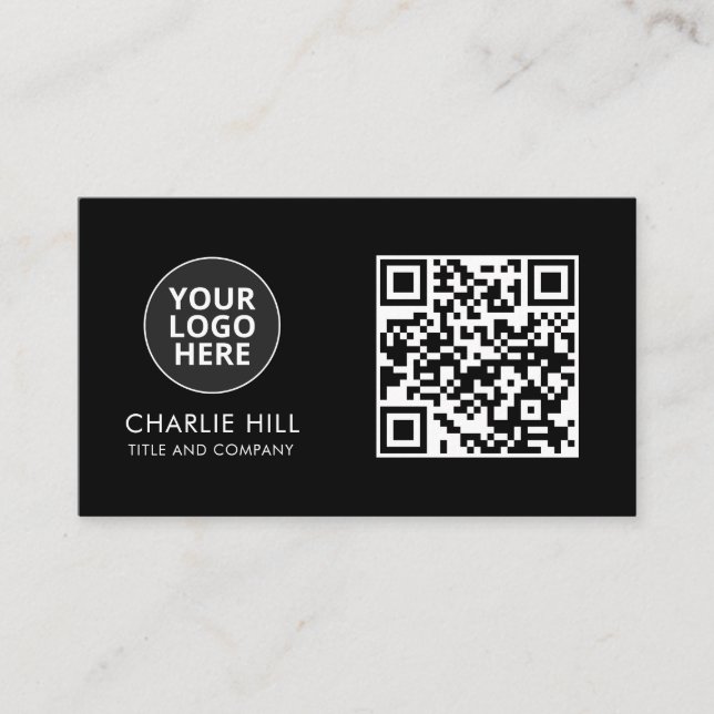 Logo du Carte de visite de code QR Noir moderne mi (Devant)