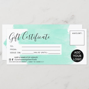Logo du certificat cadeau MInt watercolor brushstr