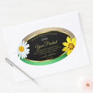 Logo du Étiquette de produit noir Floral Gold Gree
