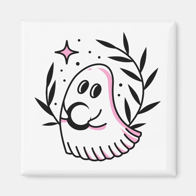 Logo du fantôme Magnet rose et noir (Devant)