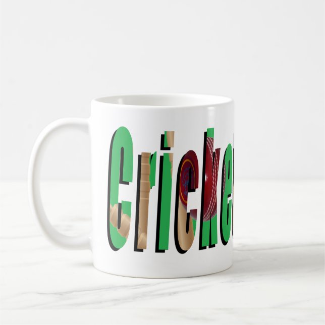 Logo Du Jeu De Cricket, Mug De Café Blanc. (Gauche)
