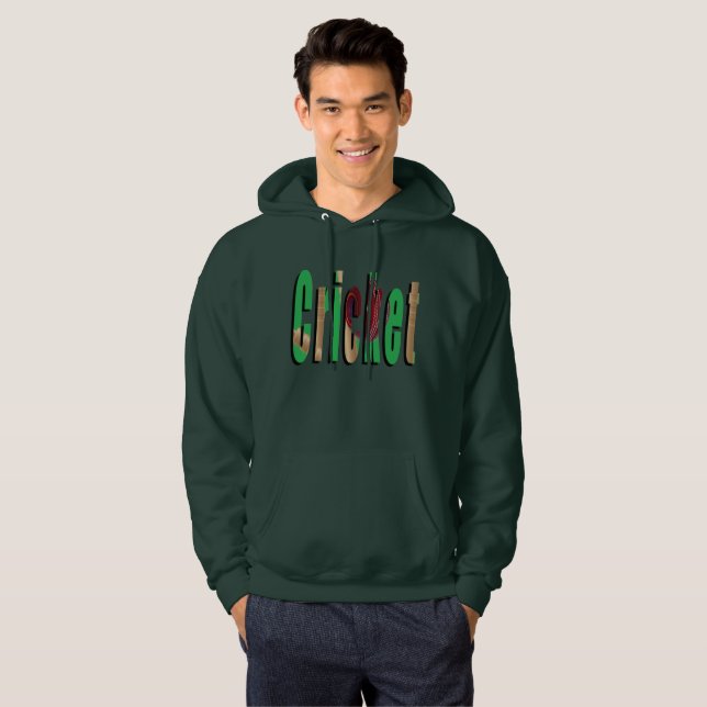 Logo du jeu de cricket, Sweat - shirt à capuche ve (Devant entier)