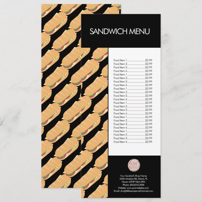 Logo du menu de la boutique de sandwichs modernes (Devant / Derrière)