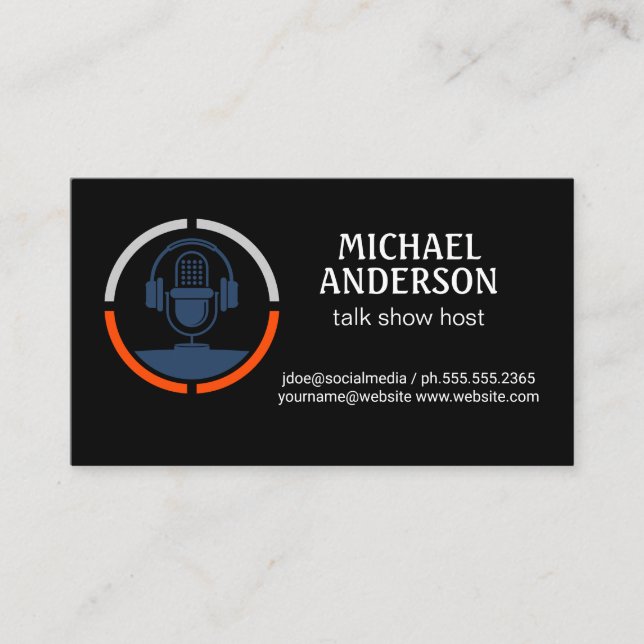 Logo du microphone | Carte de visite hôte Podcast (Devant)