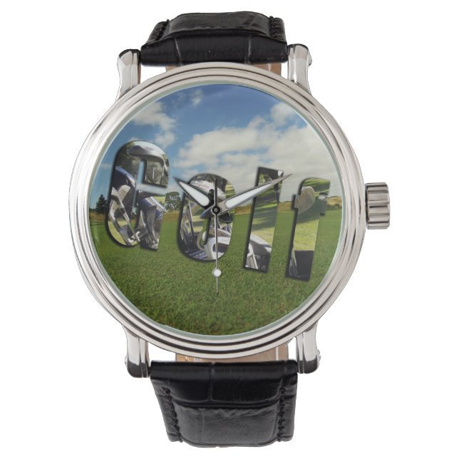 Logo Du Parcours De Golf, Mens Grand Visage Montre (devant)