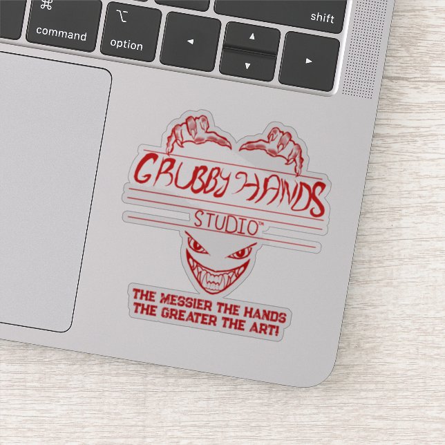 Logo du studio Grubby Hands + Sticker Motto Vinyl (Détail)