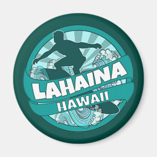 Logo du surfeur turquoise de Lahaina Hawaii aimant