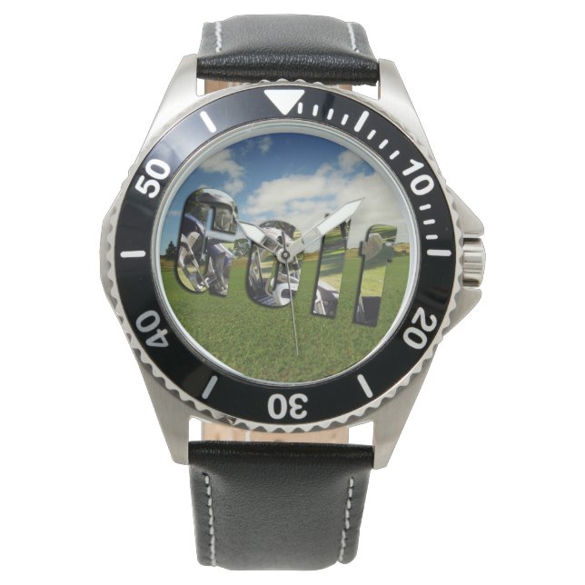 Logo du terrain de golf, Montre Mens en Cuir (devant)