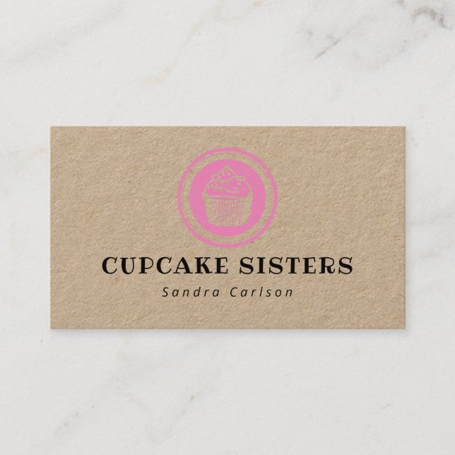 Logo du timbre Cupcake carte de visite rustique kr (Devant)