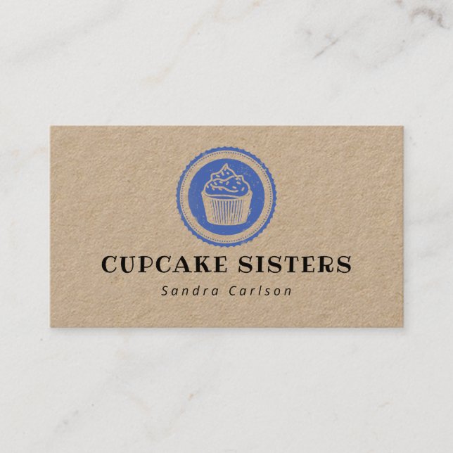Logo du timbre Cupcake carte de visite rustique kr (Devant)