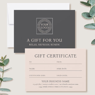 Logo élégant de certificat-cadeau d'entreprise Gri
