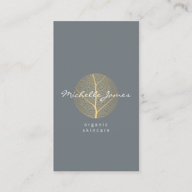 Logo Elegant Gold Leaf sur Slate II Carte de visit (Devant)