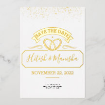 Logo emblème romantique or mariage Foil Invitation