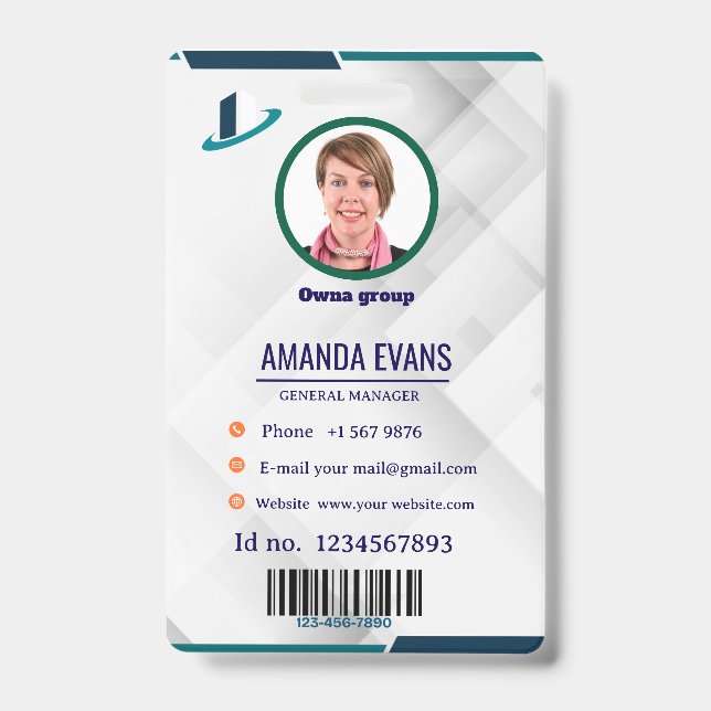 Logo employé photo ou Badge blanc CODE QR (Avant)