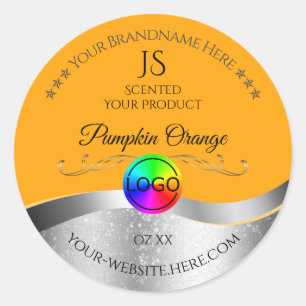 Logo et Étiquette de produit Orange Wavy Silver