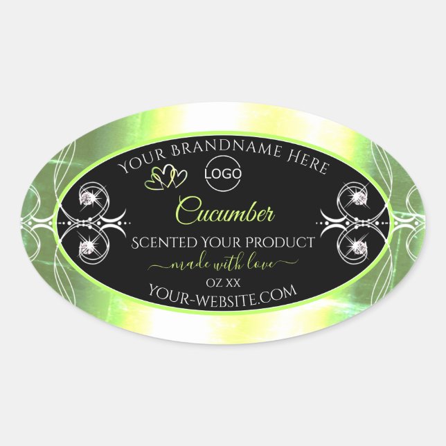 Logo Étiquette Bijoux en noir vert clair (Devant)