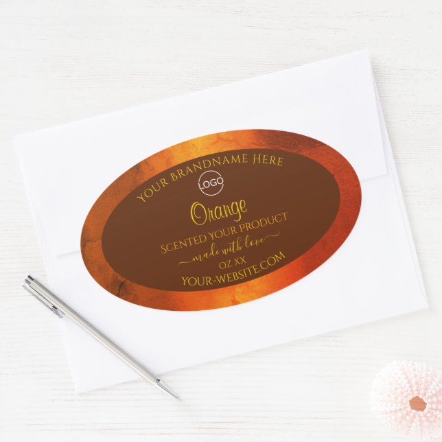 Logo Étiquette chatoyant en marbre orange (Enveloppe)