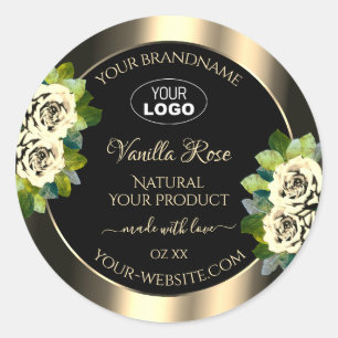 Logo Étiquette de luxe Floral Gold Black Product