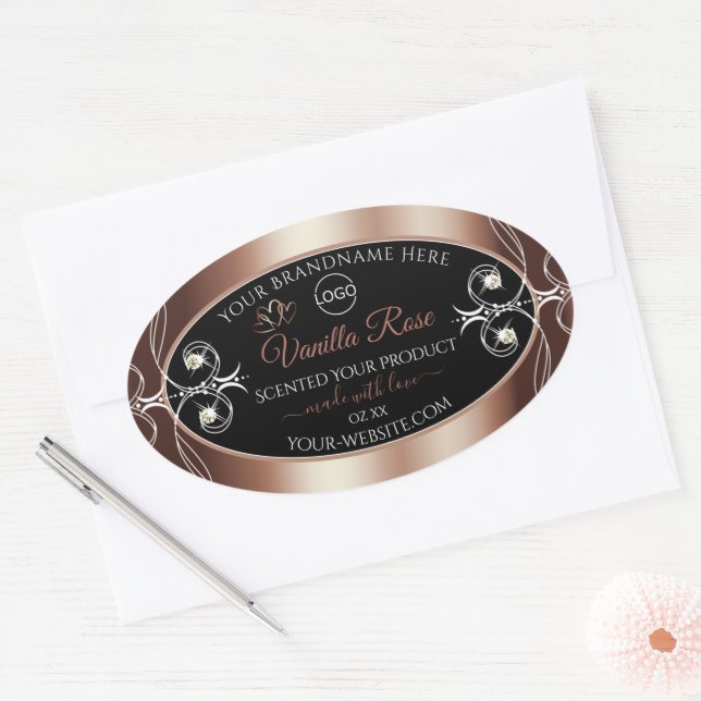 Logo Étiquette de luxe noir Rosegold Shimmery (Enveloppe)
