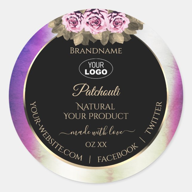 Logo Étiquette de produits en marbre violet chatoy (Devant)