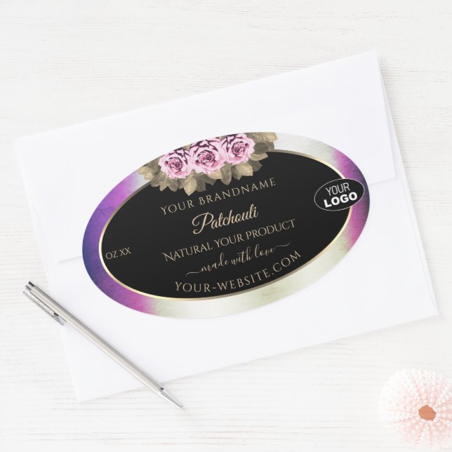 Logo Étiquette de produits en marbre violet chatoy (Enveloppe)