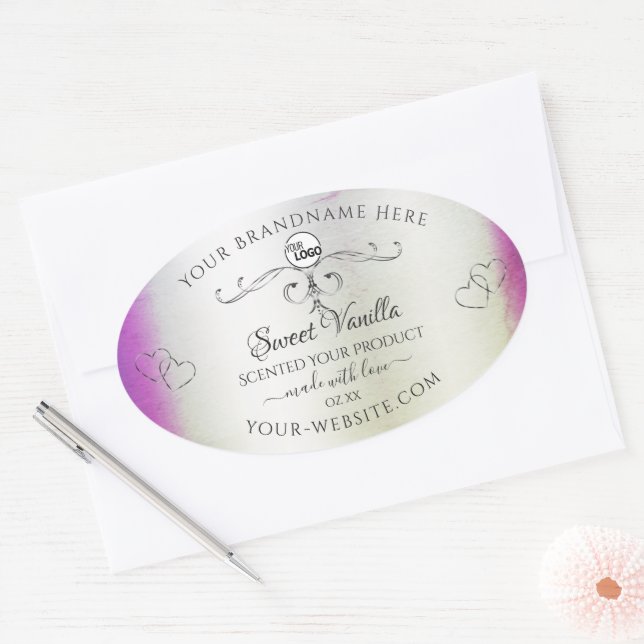 Logo Étiquette de produits ornés de marbre violet  (Enveloppe)