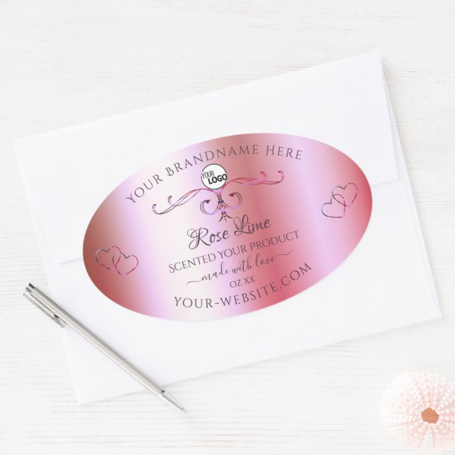 Logo Étiquette de produits ornés rose et vert (Enveloppe)