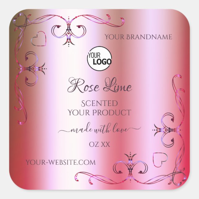 Logo Étiquette de produits ornés rose et vert (Devant)