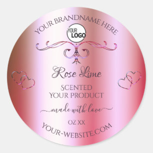 Logo Étiquette de produits ornés rose et vert