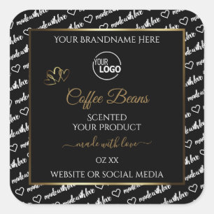 Logo Étiquette du produit Black and White Word Art