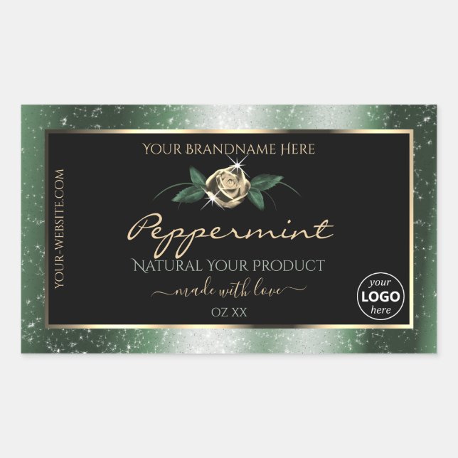 Logo Étiquette du produit Floral Green Gold Frame (Devant)