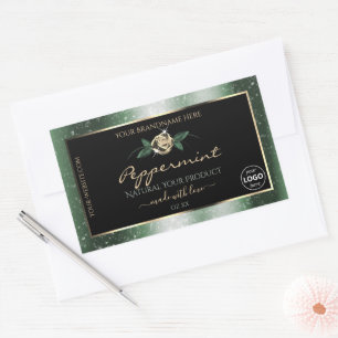 Logo Étiquette du produit Floral Green Gold Frame