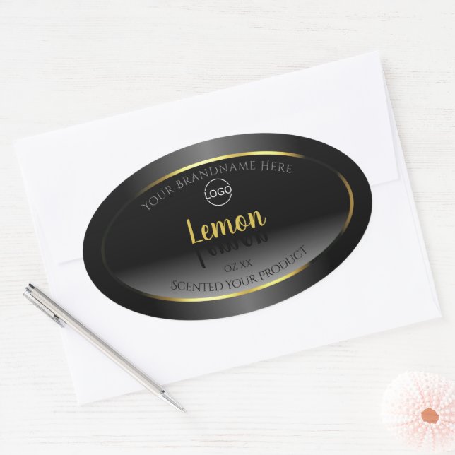 Logo Étiquette Gold Frame  Black White (Enveloppe)