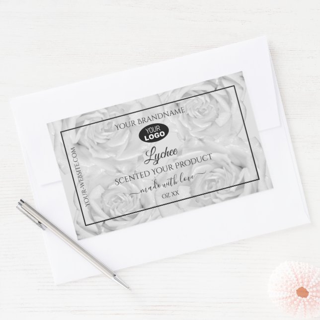 Logo Étiquette gris clair Rose du package de produ (Enveloppe)