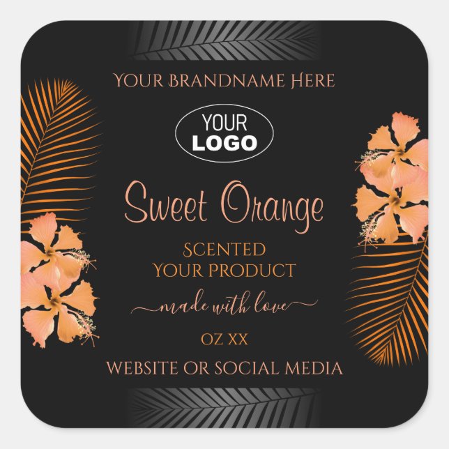 Logo Étiquette Orange Hawaiian Flowers (Devant)