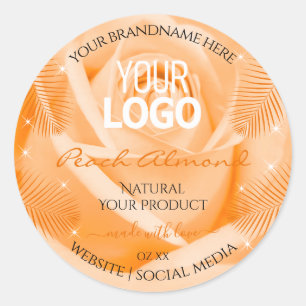 Logo Étiquette orange Rose Palm Feuille