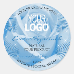Logo Étiquette  Rose bleu Palm Feuille