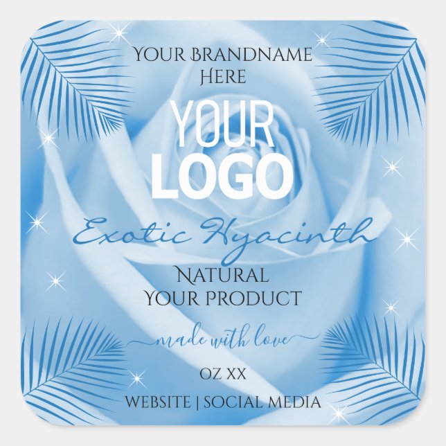 Logo Étiquette  Rose bleu Palm Feuille (Devant)