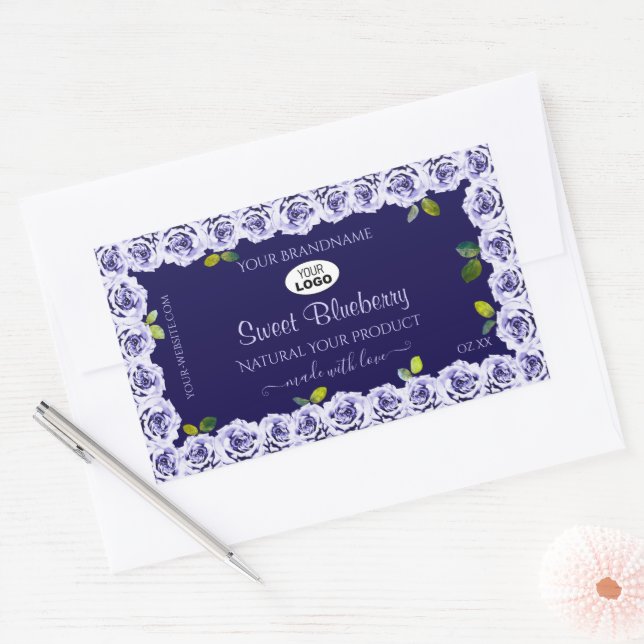 Logo Étiquette Rose   d'emballage de produits bleu (Enveloppe)