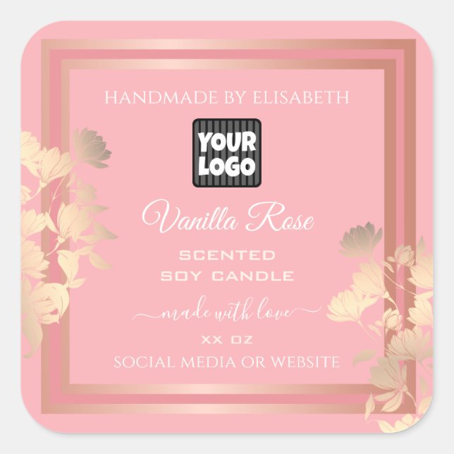 Logo Étiquette Rose d'emballage de produits roses  (Devant)