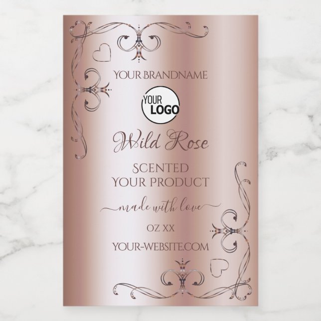 Logo Étiquette Rose Golden Ornate de luxe (Étiquettes simples)