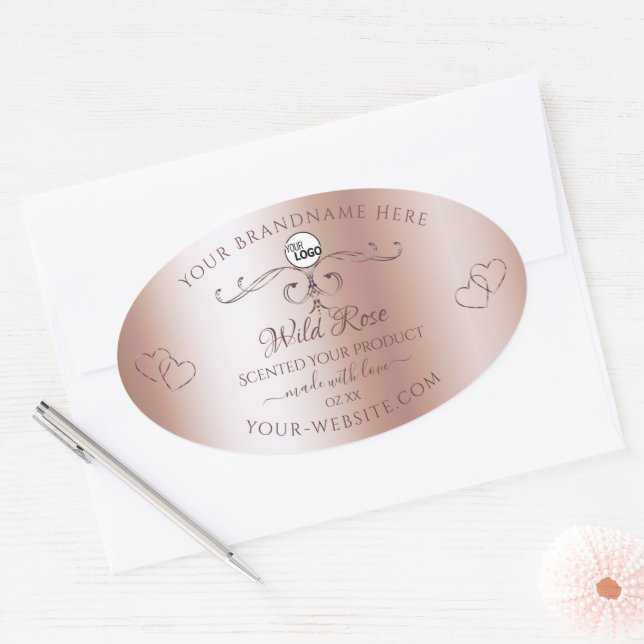 Logo Étiquette Rose Golden Ornate de luxe (Enveloppe)