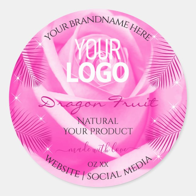 Logo Étiquette Rose Rose Palm Feuille (Devant)