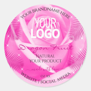 Logo Étiquette Rose Rose Palm Feuille