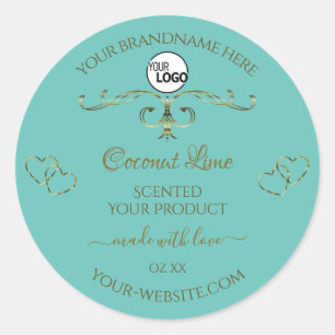 Logo Étiquette vintage Turquoise Gold Ornamental